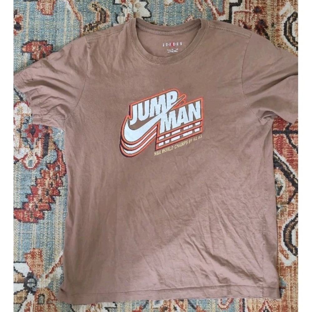 Jordan Jumpman T-Shirt NBA Champs 91 92 93 Mens Large‎ Brown Graphic Tee